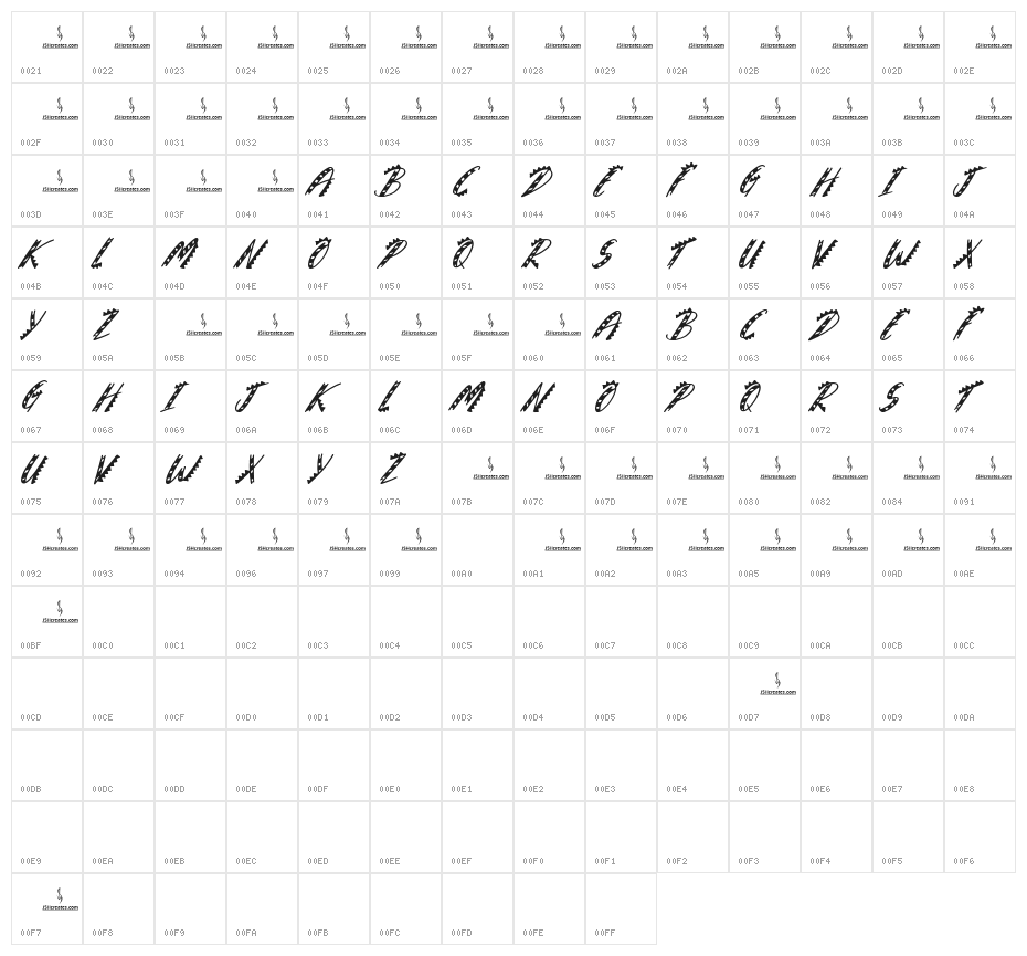Sneaky Crocodile Character Map