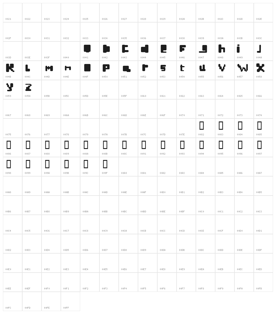 Sneflabb  Normal Character Map