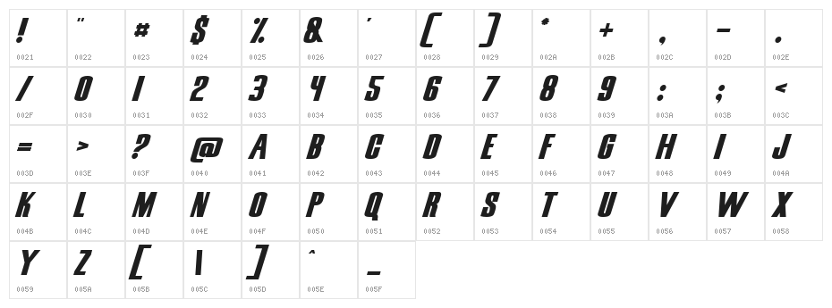 Snickers Normal Character Map