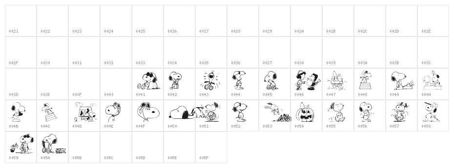 Snoopy Dings Character Map