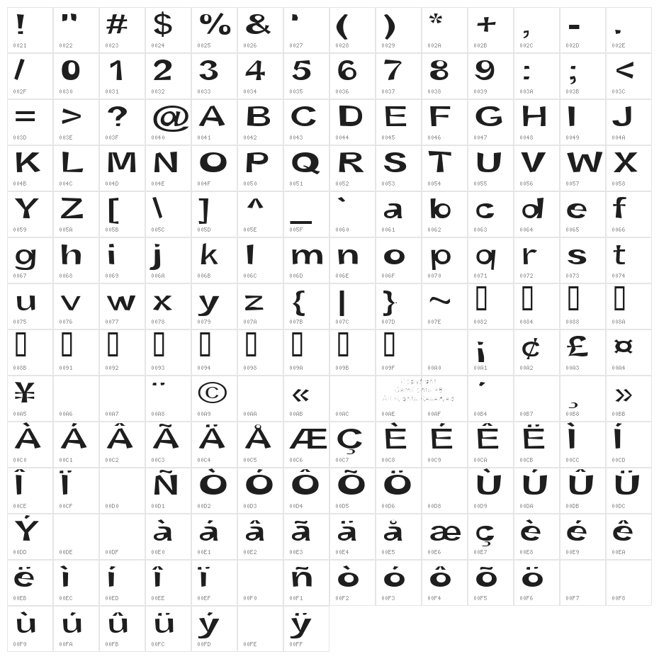 Snott SemiBold Character Map