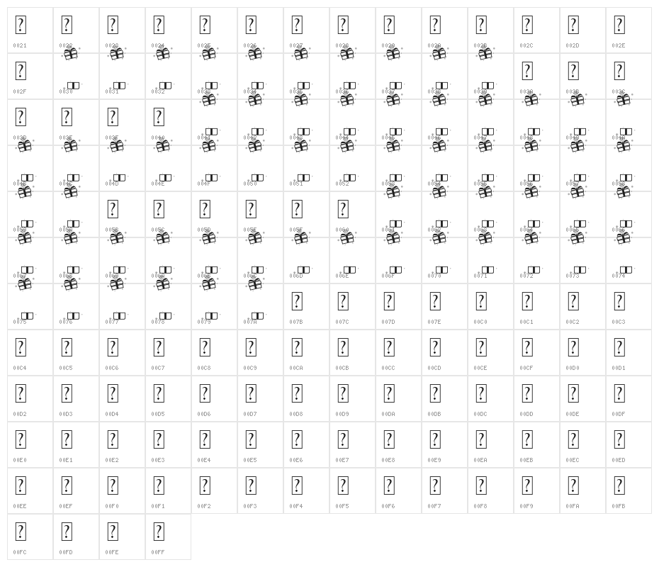 Snow Boom Box Character Map
