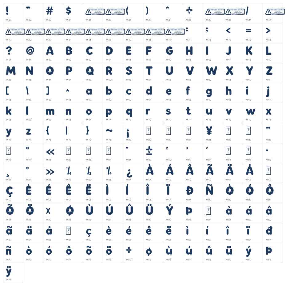 Snow Bubbles PERSONAL USE ONLY! Character Map
