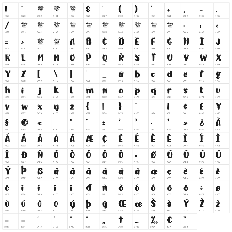 Snow Freeze Character Map