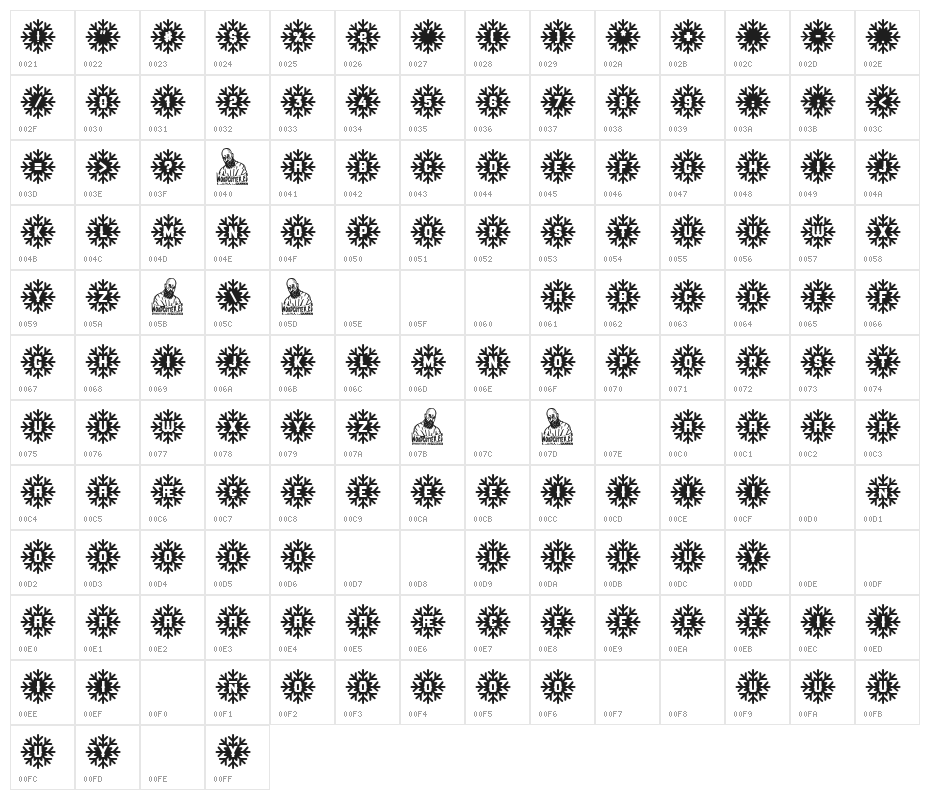 Snow Star Type Character Map