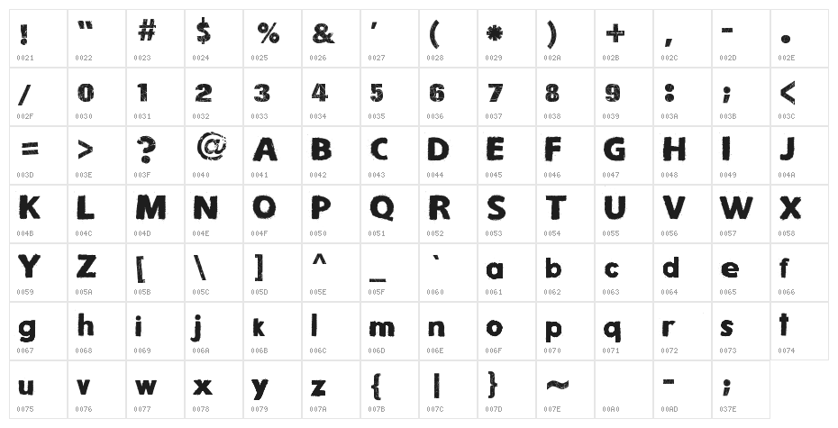 Snow Times Character Map