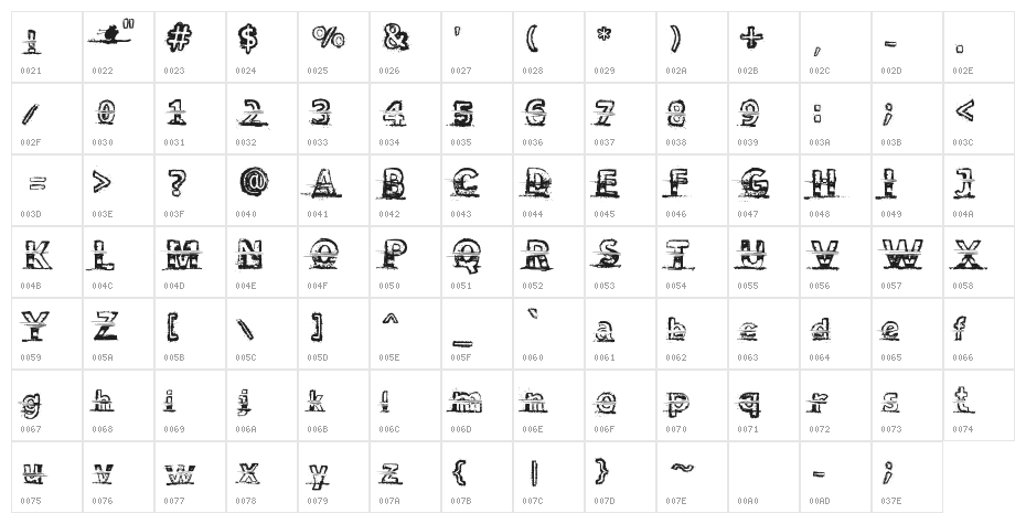 Snow Traces Character Map