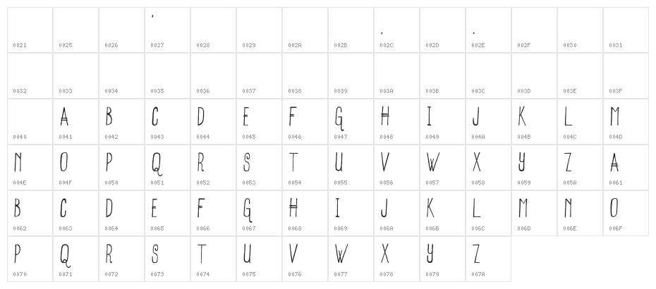 SnowFox-Regular Character Map