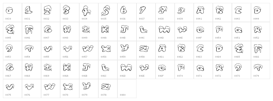 SnowFrosting Character Map