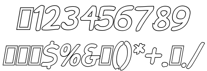 Snowfall Black Outline Oblique Font OTHER CHARS