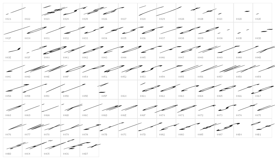 Snowfall Ultra Oblique Character Map
