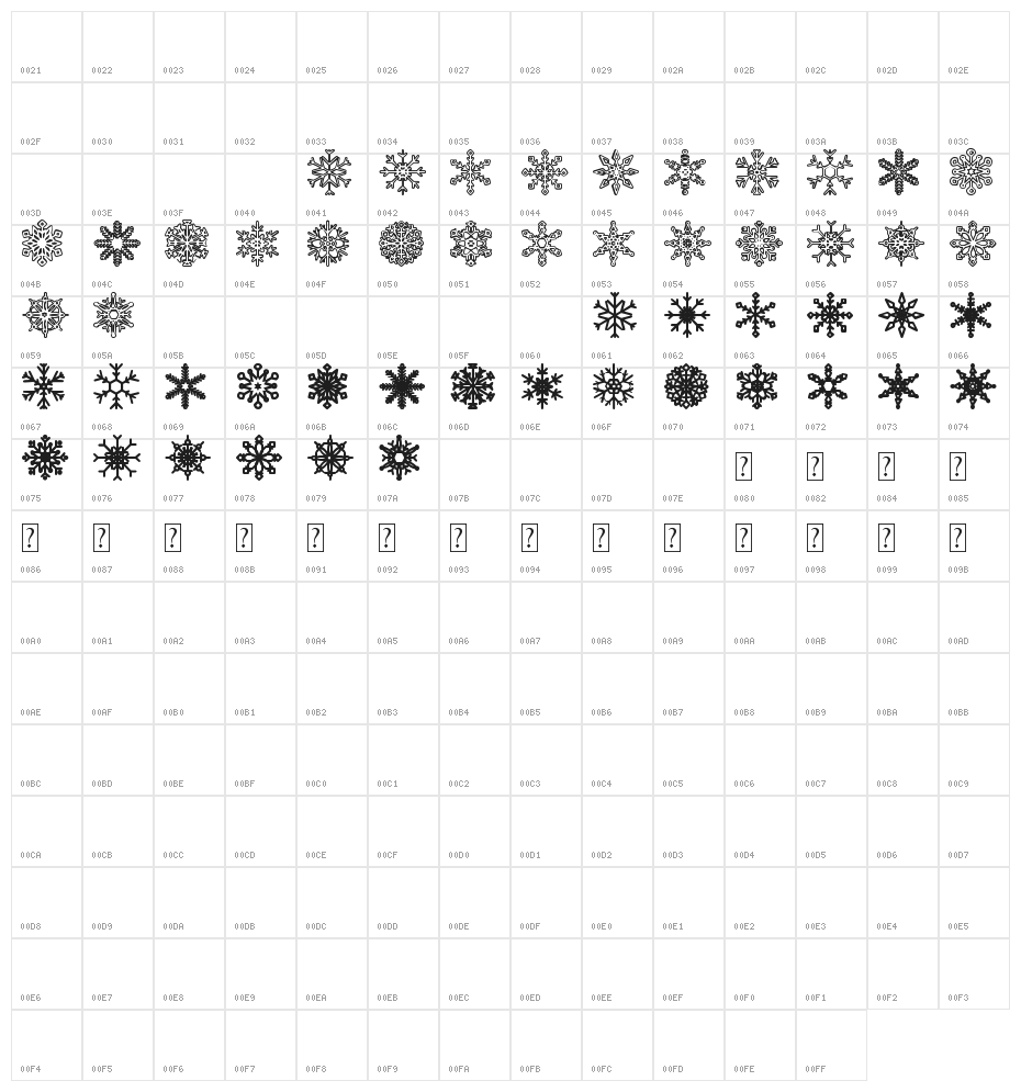 Snowflakes St Character Map