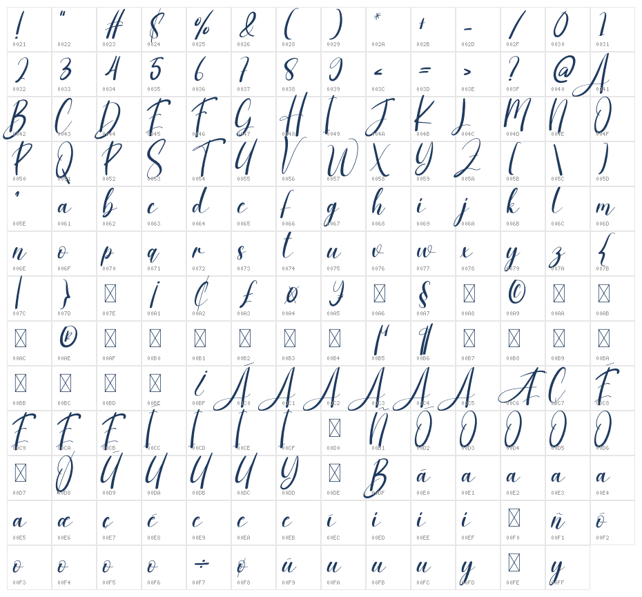 Snowlight Character Map