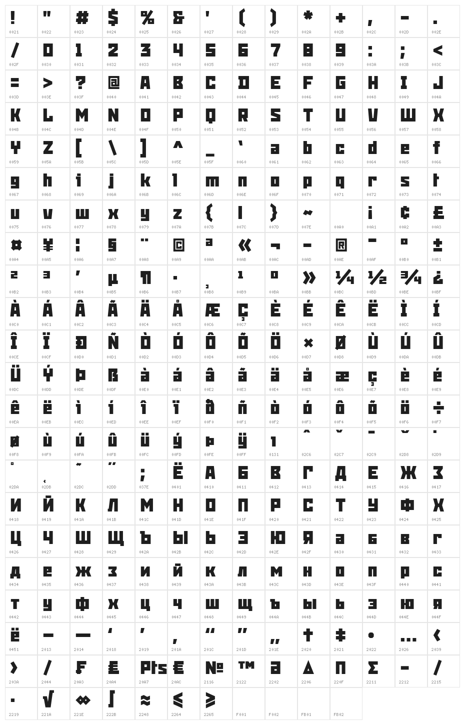 Snowstorm Bold Character Map