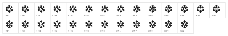 Snowy Caps Character Map