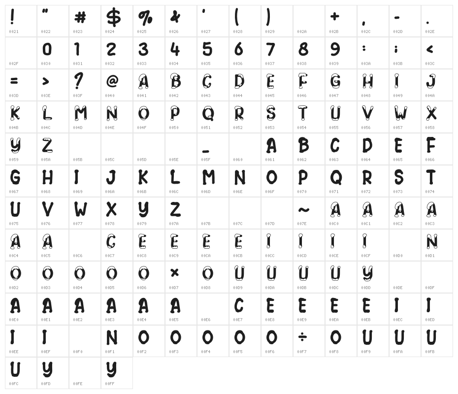 Snowy Winter Regular Character Map