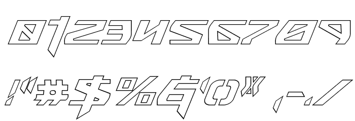 Snubfighter Outline Italic Font OTHER CHARS