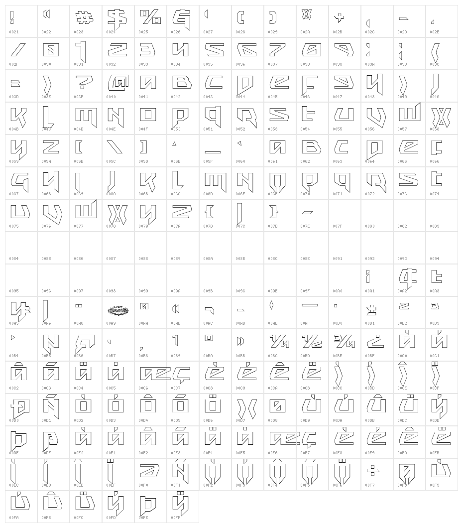 Snubfighter Outline Character Map