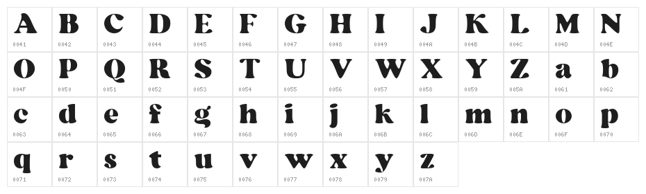 SnugFREE Character Map