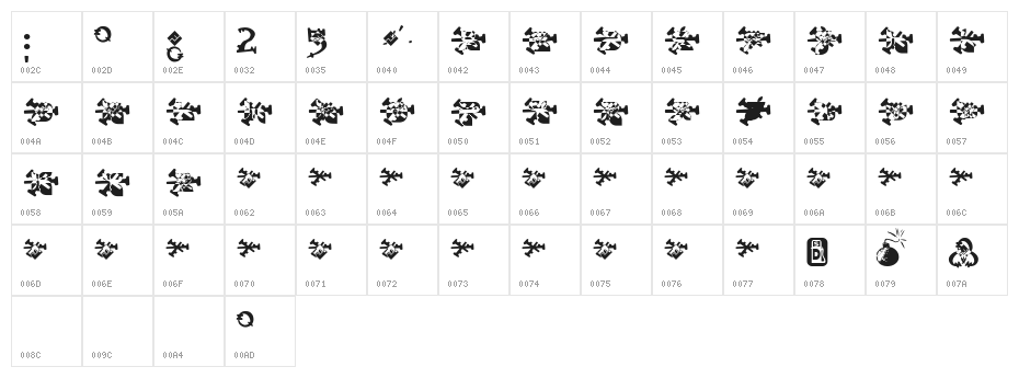 snowflake burst Character Map