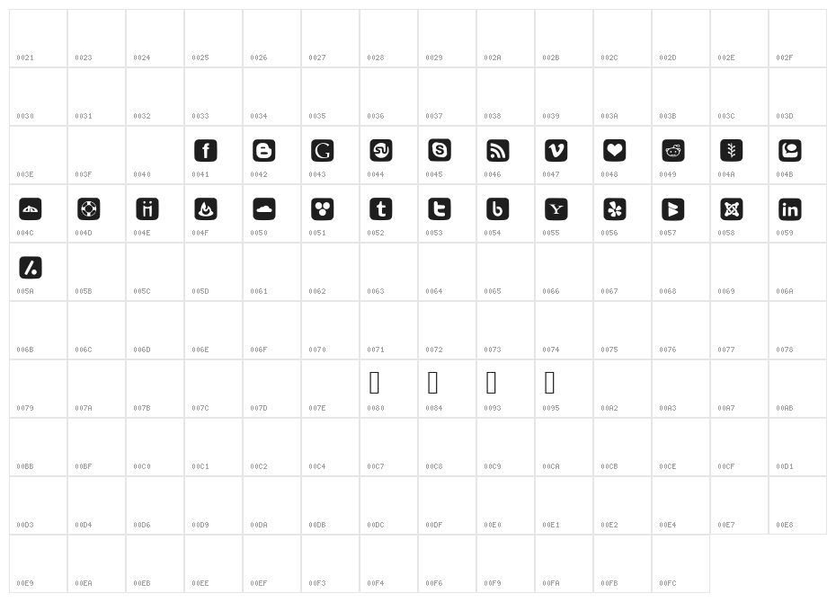 SOCIAL FONT ICONS Character Map