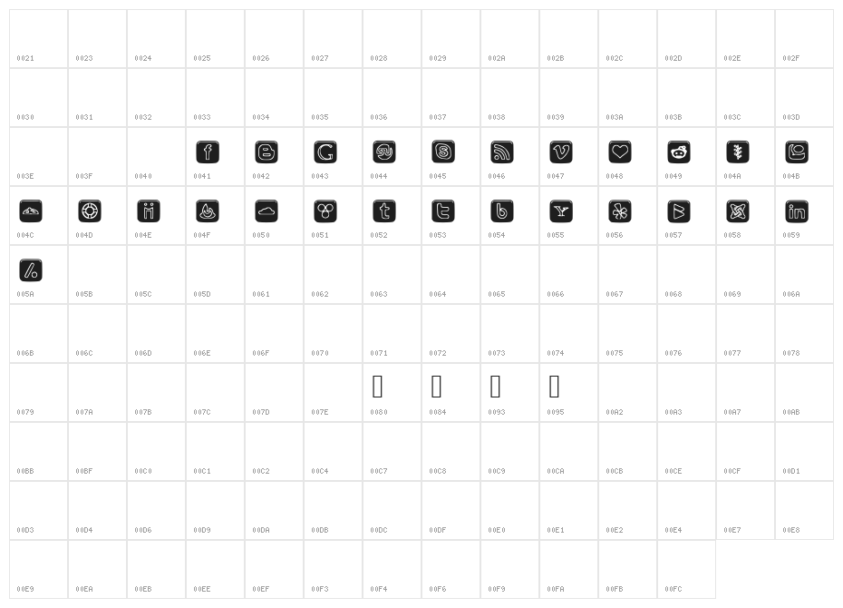 SOCIAL OUTLINE ICONS Character Map