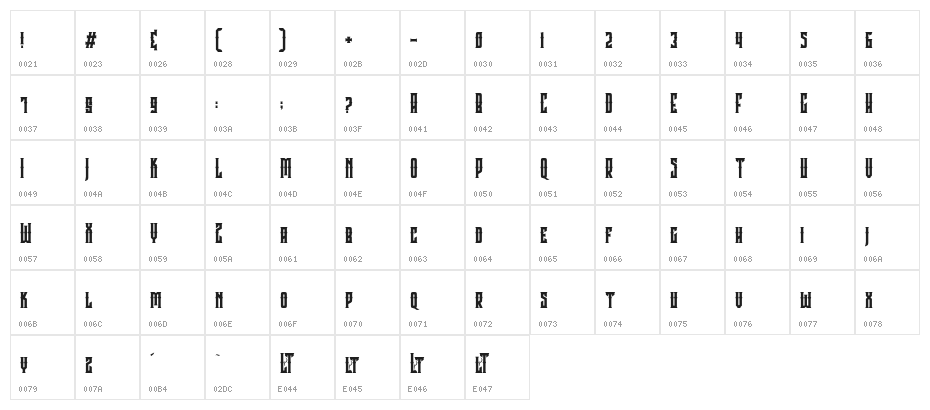SoagaPersonalUse-Regular Character Map
