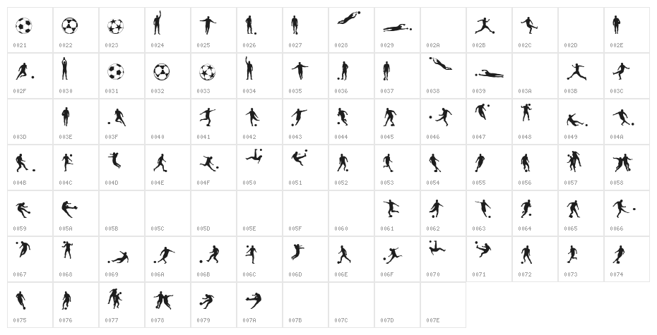 Soccer II Character Map