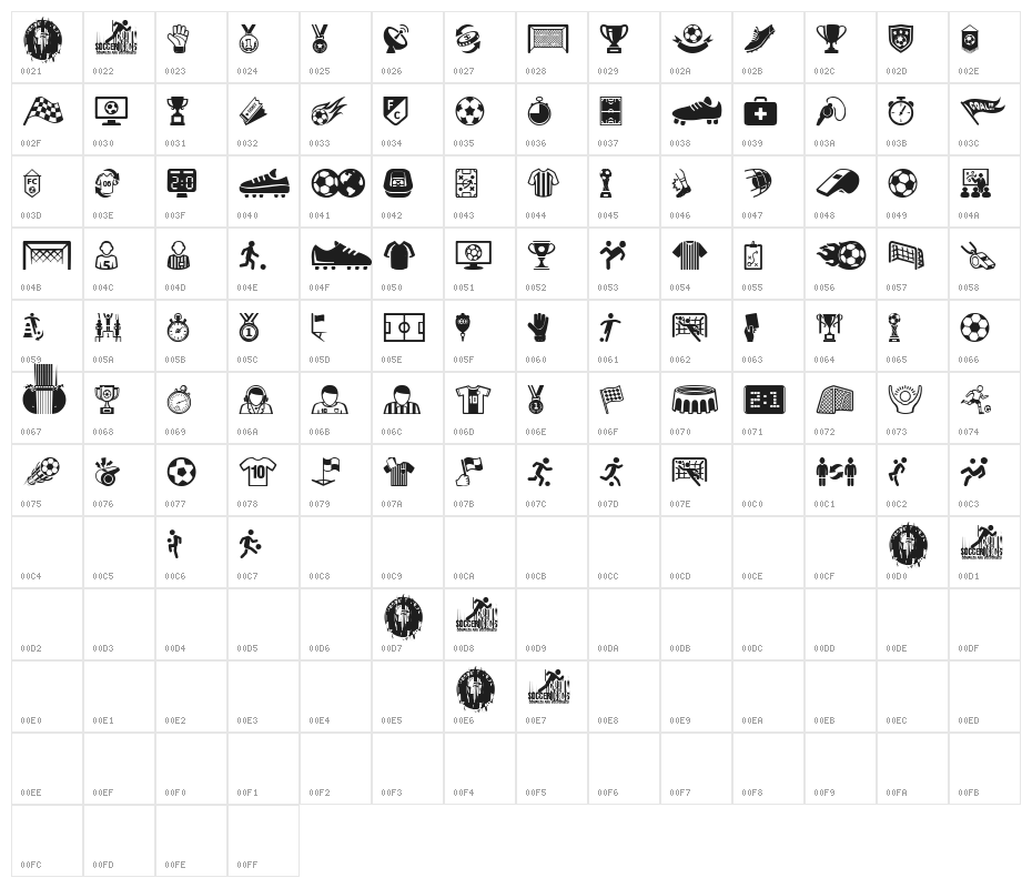 Soccer Icons Character Map
