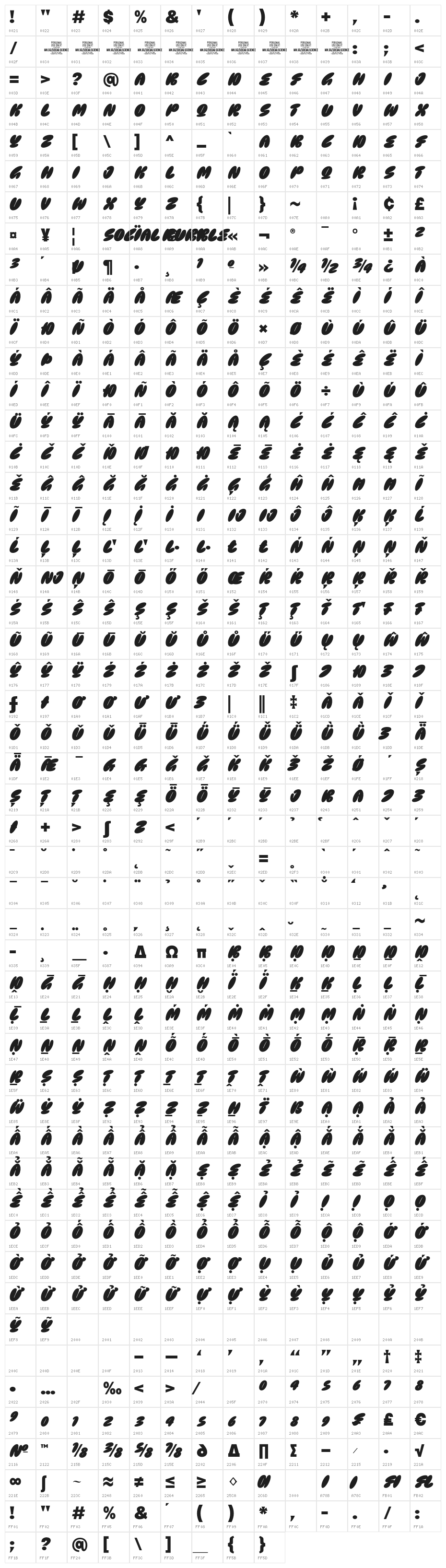 Social Bubble PERSONAL USE Regular Character Map