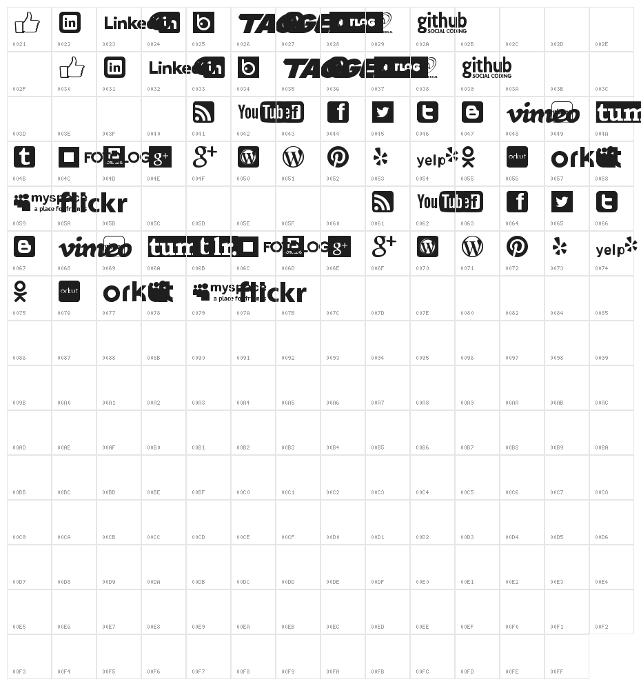 Social logos tfb Character Map