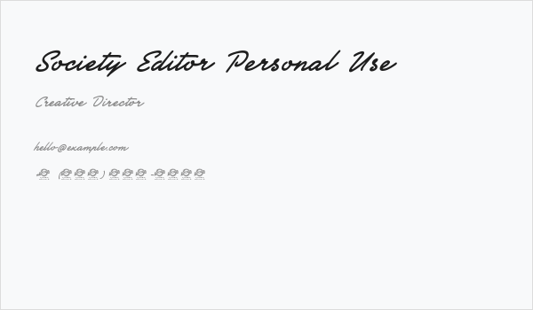Society Editor Personal Use Business Card
