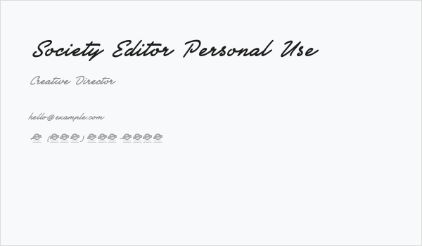 Society Editor Personal Use Business Card