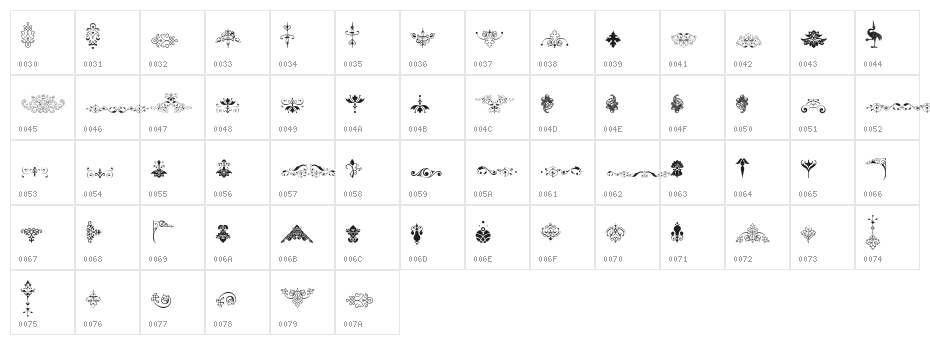 Soft Ornaments Eleven Character Map