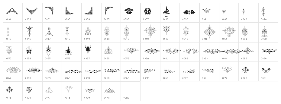 Soft Ornaments Ten Character Map