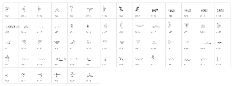 Soft Ornaments Character Map