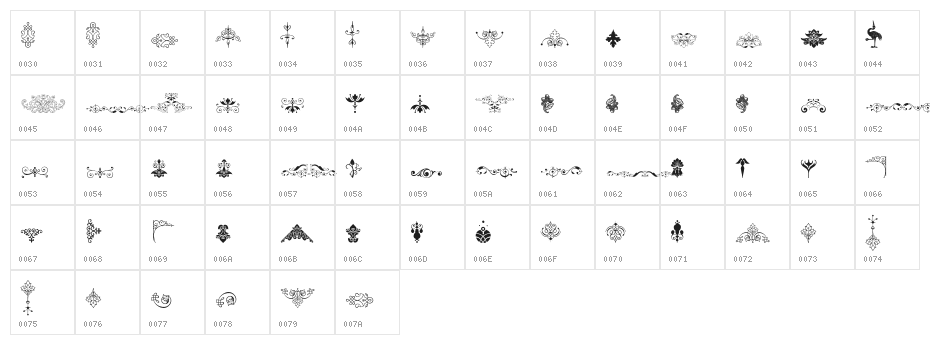 SoftOrnamentsEleven Character Map