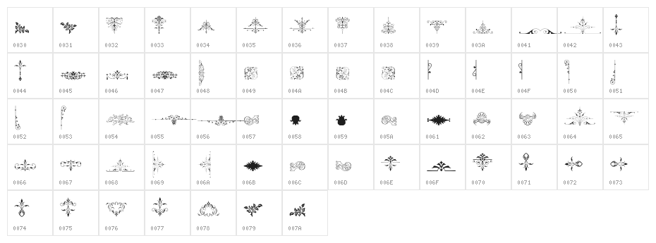 SoftOrnamentsNine Character Map