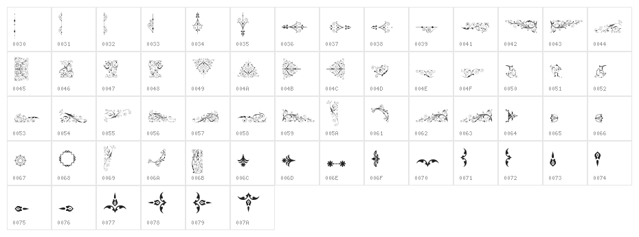SoftOrnamentsSix Character Map