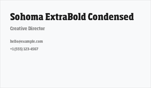 Sohoma ExtraBold Condensed Business Card