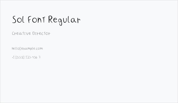Sol Font Regular Business Card
