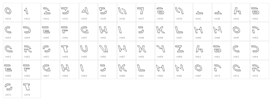 Solar Sailer Outline Italic Character Map