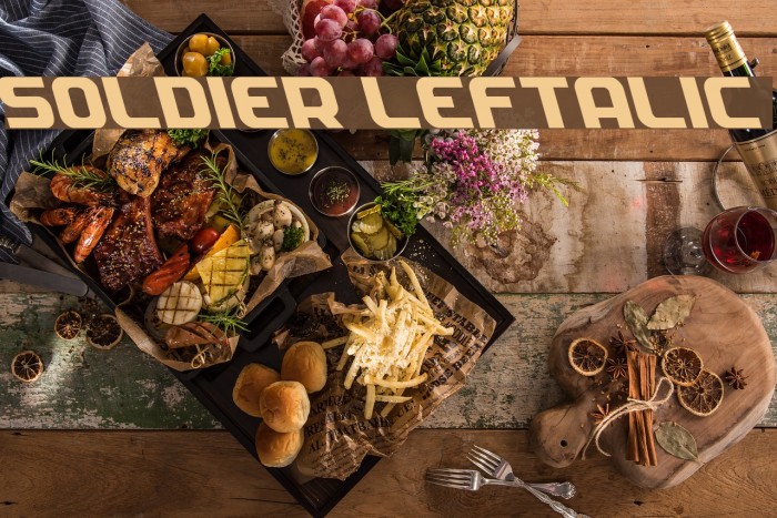 Soldier Leftalic Font examples