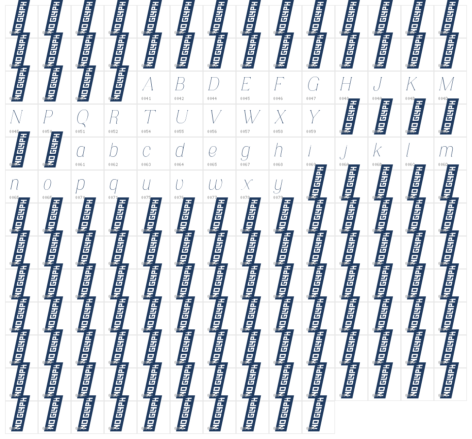 Solhene Demo Italic Character Map