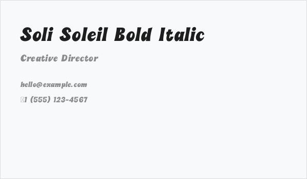 Soli Soleil Bold Italic Business Card