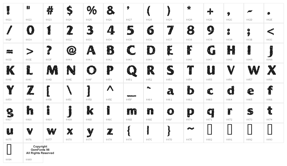 Solid Ooky Character Map