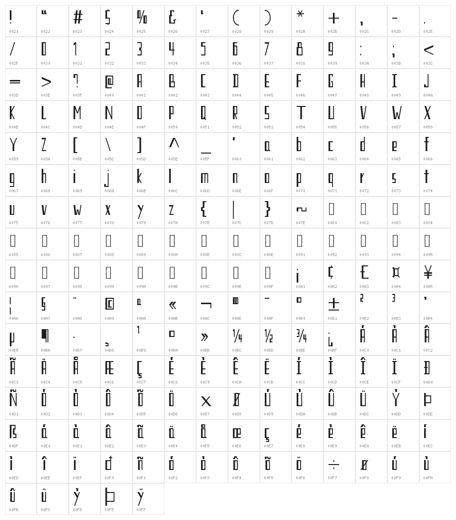 Solid Sound 101 Regular Character Map