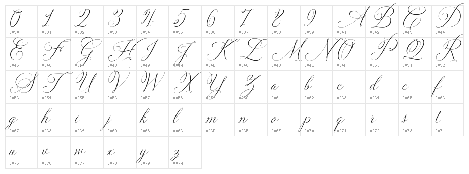 SolidarithaScript-Regular Character Map