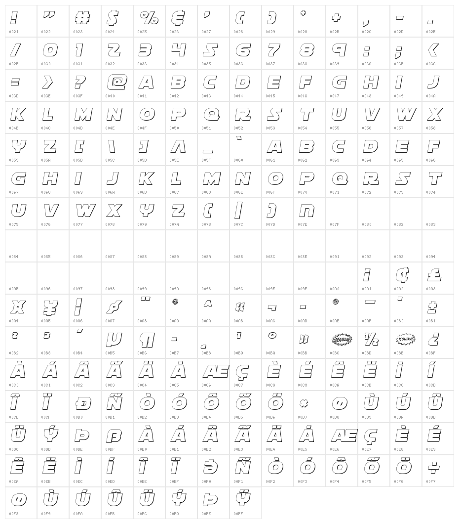 Soloist Outline Character Map