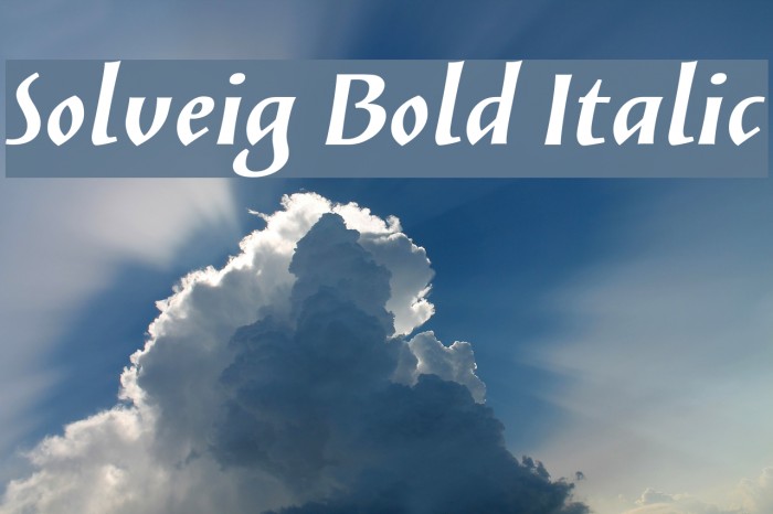 Solveig Bold Italic Fonte examples